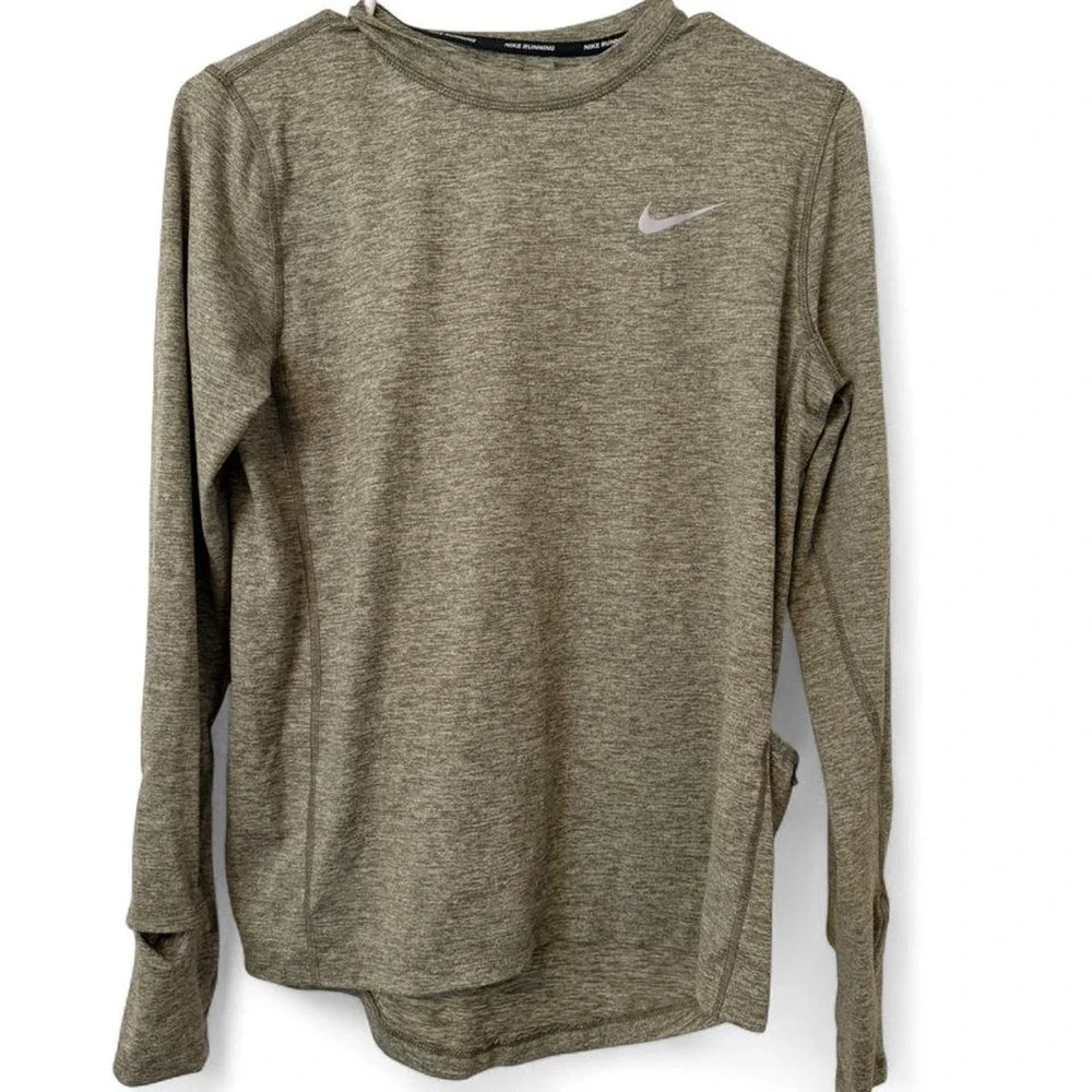 Unisex Nike Dri-Fit green long sleeve running top
